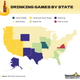 Map of most popular drinking games by state